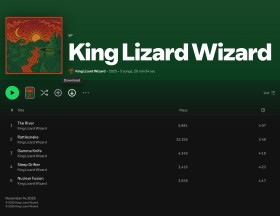 A screenshot of the fake band, "King Lizard Wizard," on Spotify.
